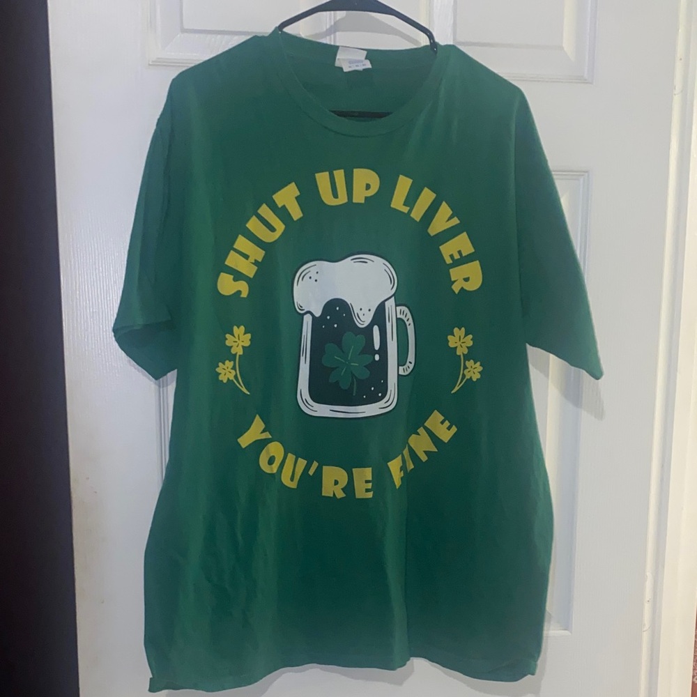 Green Graphic T-Shirt with Beer Mug Design